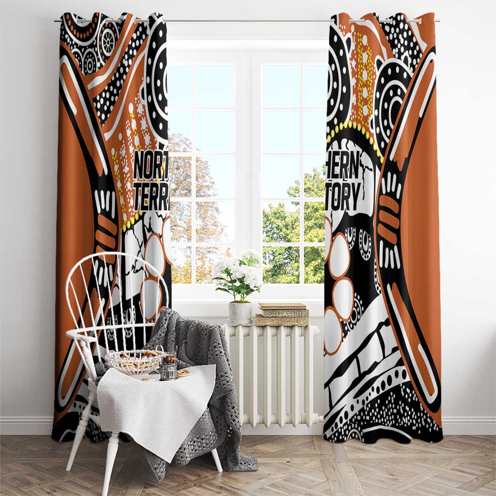 Australian Northern Territory Window Curtain Aboriginal with Sturt's Desert Rose