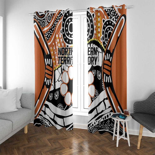 Australian Northern Territory Window Curtain Aboriginal with Sturt's Desert Rose
