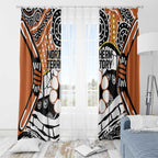 Australian Northern Territory Window Curtain Aboriginal with Sturt's Desert Rose