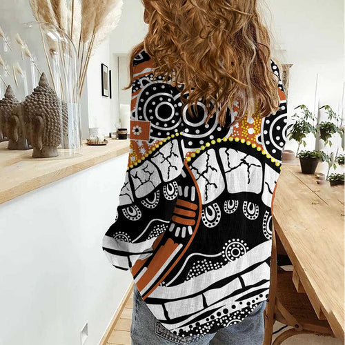 Australian Northern Territory Women Casual Shirt Aboriginal with Sturt's Desert Rose