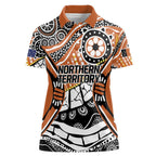 Australian Northern Territory Women Polo Shirt Aboriginal with Sturt's Desert Rose