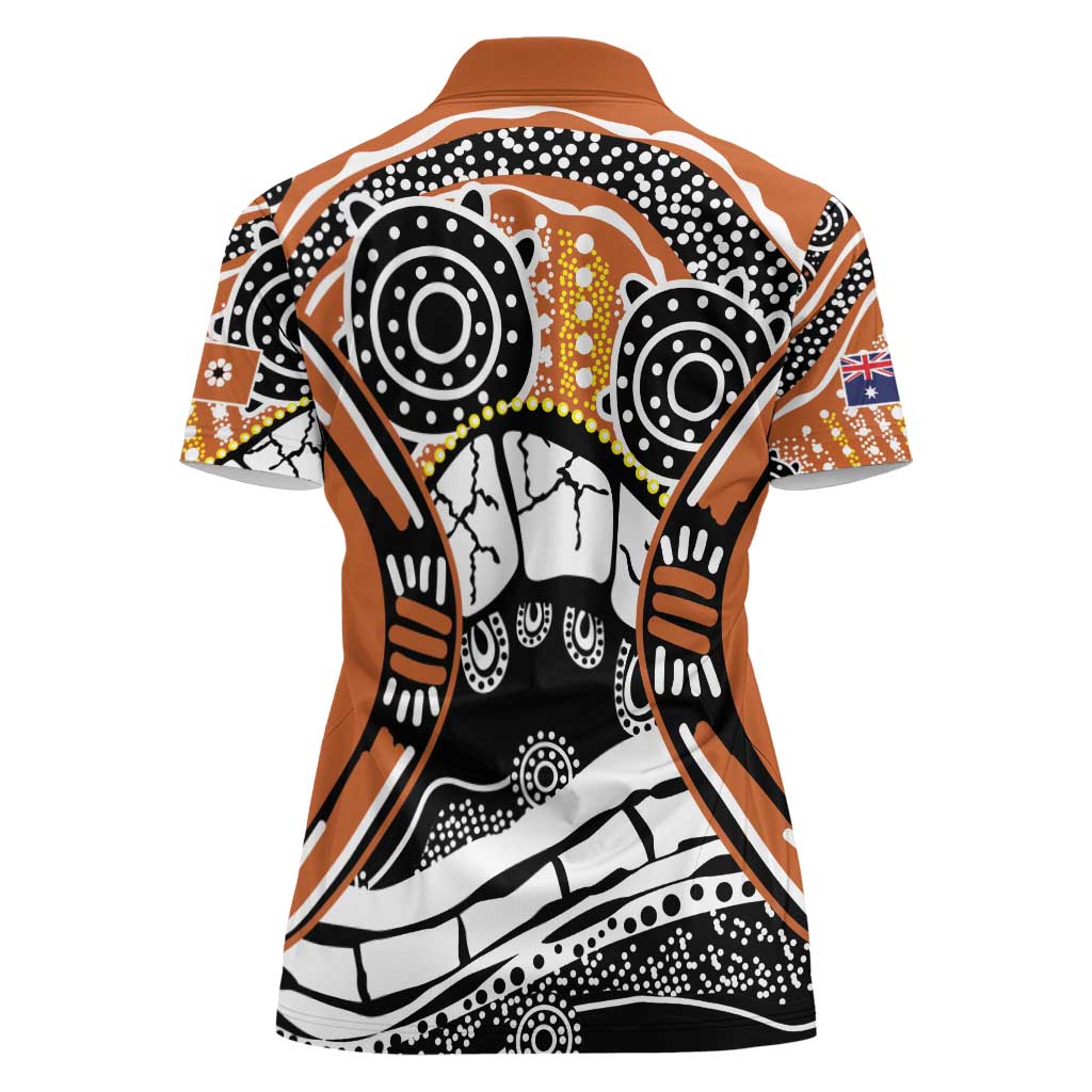 Australian Northern Territory Women Polo Shirt Aboriginal with Sturt's Desert Rose