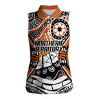 Australian Northern Territory Women Sleeveless Polo Shirt Aboriginal with Sturt's Desert Rose