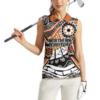Australian Northern Territory Women Sleeveless Polo Shirt Aboriginal with Sturt's Desert Rose