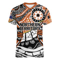 Australian Northern Territory Women V-Neck T-Shirt Aboriginal with Sturt's Desert Rose