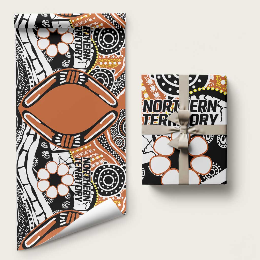Australian Northern Territory Wrapping Paper Aboriginal with Sturt's Desert Rose - Aussie Hoodie