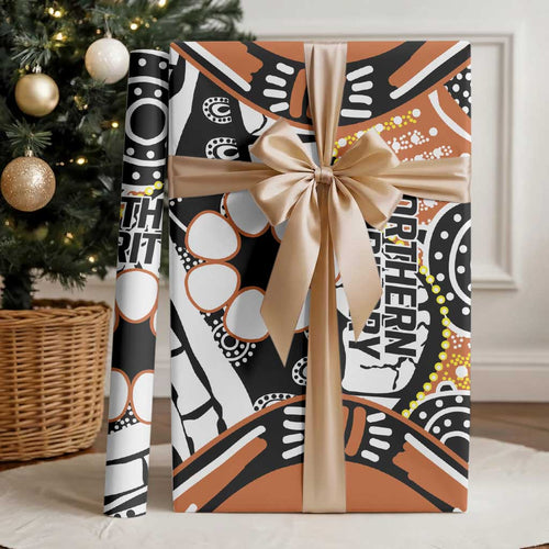 Australian Northern Territory Wrapping Paper Aboriginal with Sturt's Desert Rose - Aussie Hoodie