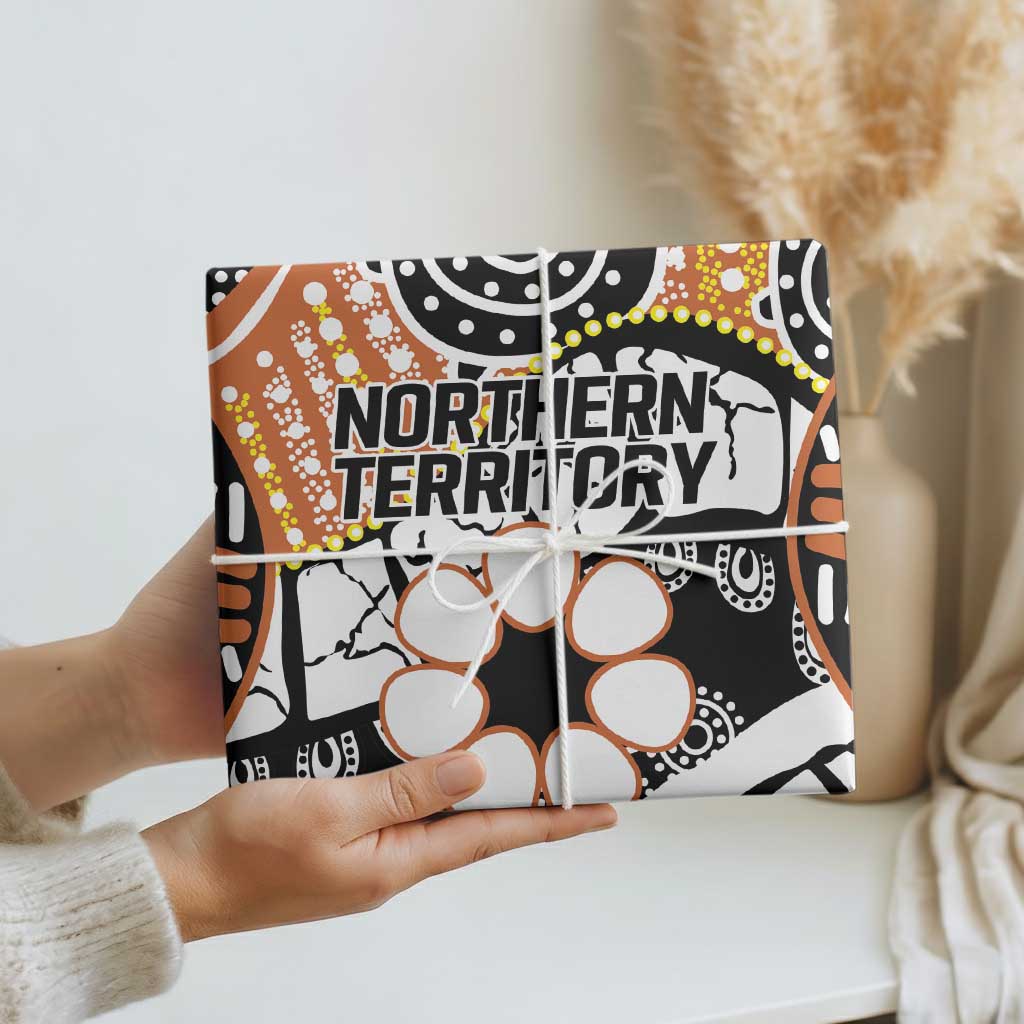 Australian Northern Territory Wrapping Paper Aboriginal with Sturt's Desert Rose - Aussie Hoodie