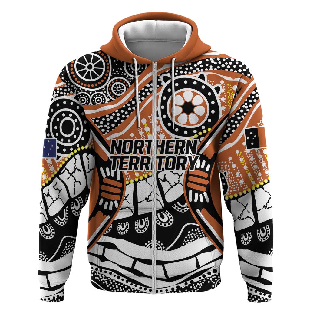 Australian Northern Territory Zip Hoodie Aboriginal with Sturt's Desert Rose