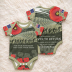 ANZAC Day We Remember Baby Onesie Maori Silver Fern Camouflage Motif
