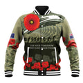 ANZAC Day We Remember Baseball Jacket Maori Silver Fern Camouflage Motif