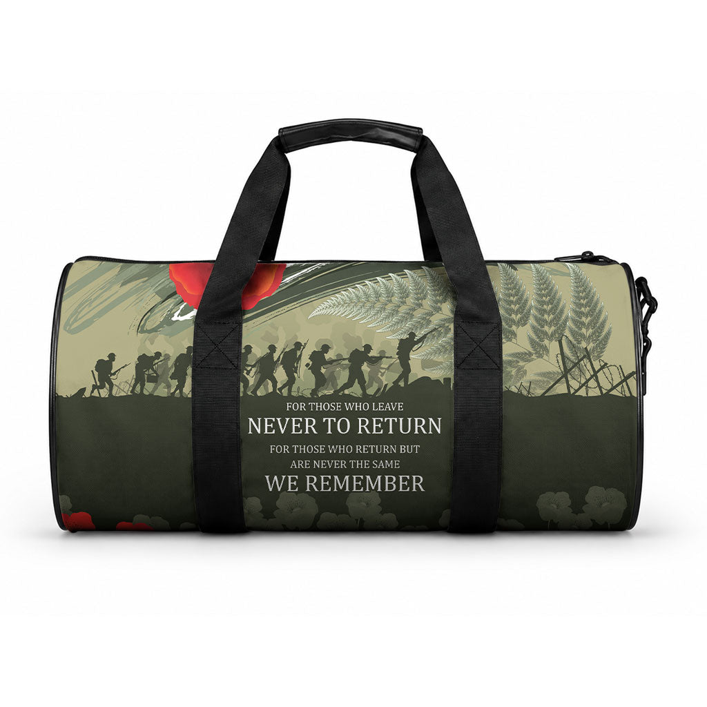 ANZAC Day We Remember Duffle Bag Maori Silver Fern Camouflage Motif