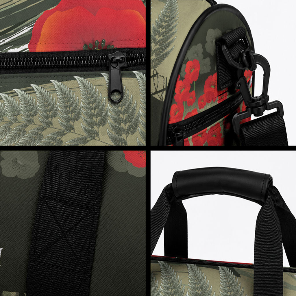 ANZAC Day We Remember Duffle Bag Maori Silver Fern Camouflage Motif