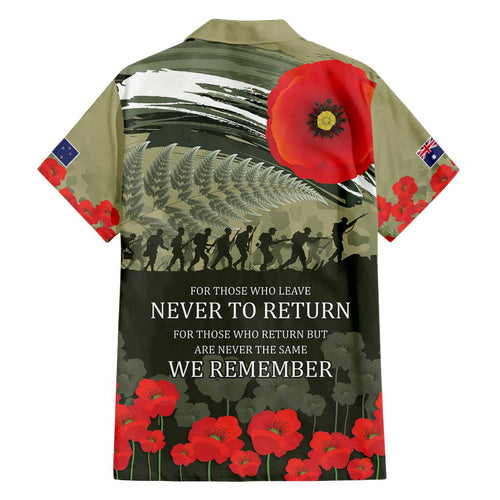 ANZAC Day We Remember Family Matching Off Shoulder Maxi Dress and Hawaiian Shirt Maori Silver Fern Camouflage Motif