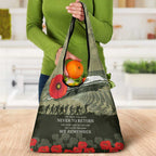 ANZAC Day We Remember Grocery Bag Maori Silver Fern Camouflage Motif