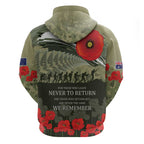 ANZAC Day We Remember Hoodie Maori Silver Fern Camouflage Motif