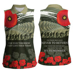 ANZAC Day We Remember Women Sleeveless Polo Shirt Maori Silver Fern Camouflage Motif