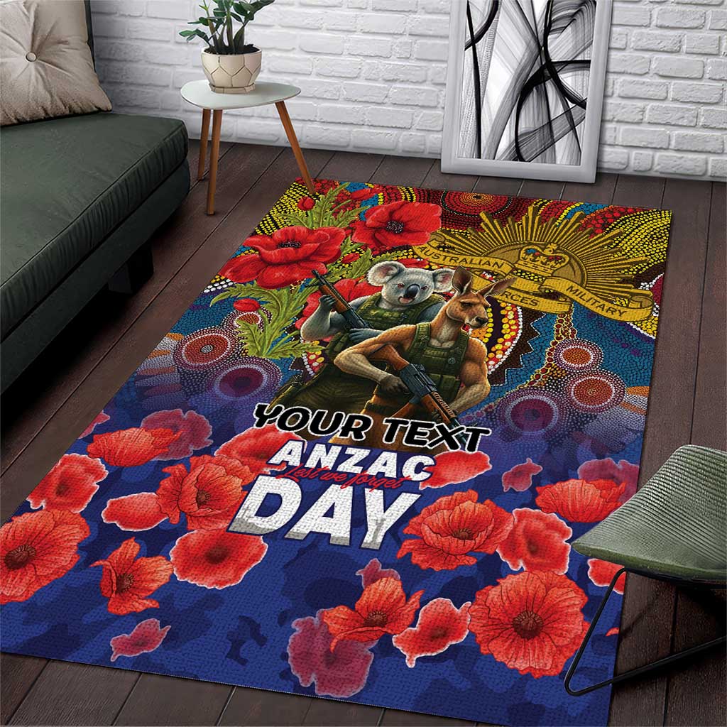 Kangaroo Koala Soldier ANZAC Personalised Area Rug Camouflage Motif