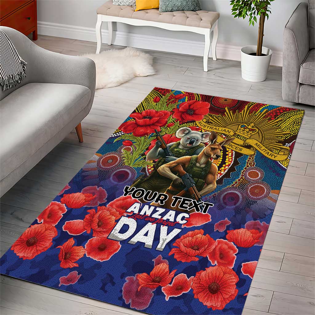 Kangaroo Koala Soldier ANZAC Personalised Area Rug Camouflage Motif