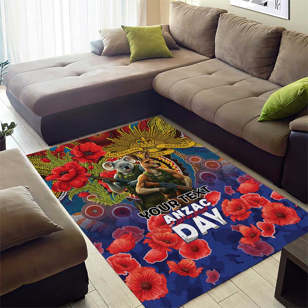Kangaroo Koala Soldier ANZAC Personalised Area Rug Camouflage Motif
