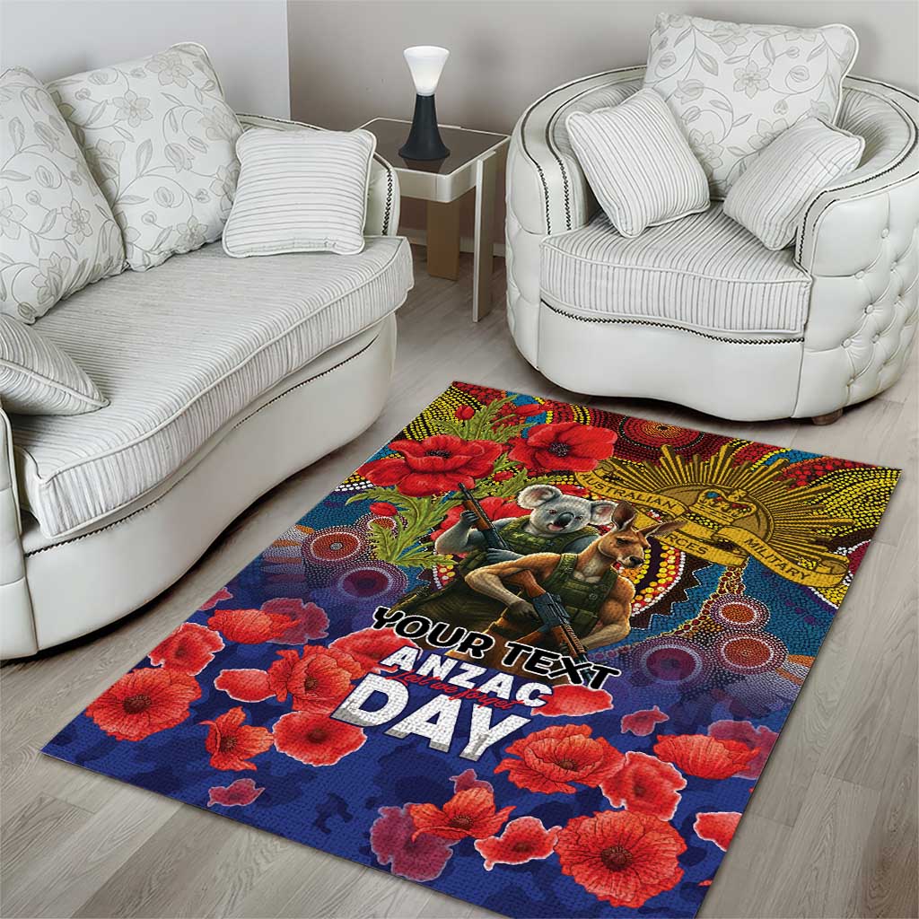 Kangaroo Koala Soldier ANZAC Personalised Area Rug Camouflage Motif
