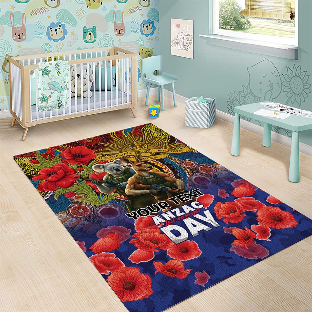 Kangaroo Koala Soldier ANZAC Personalised Area Rug Camouflage Motif