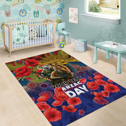Kangaroo Koala Soldier ANZAC Personalised Area Rug Camouflage Motif