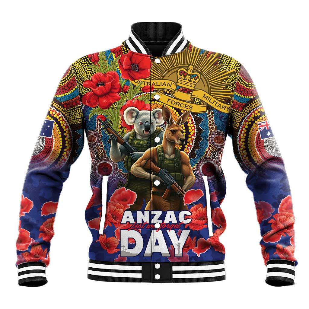 Kangaroo Koala Soldier ANZAC Personalised Baseball Jacket Camouflage Motif