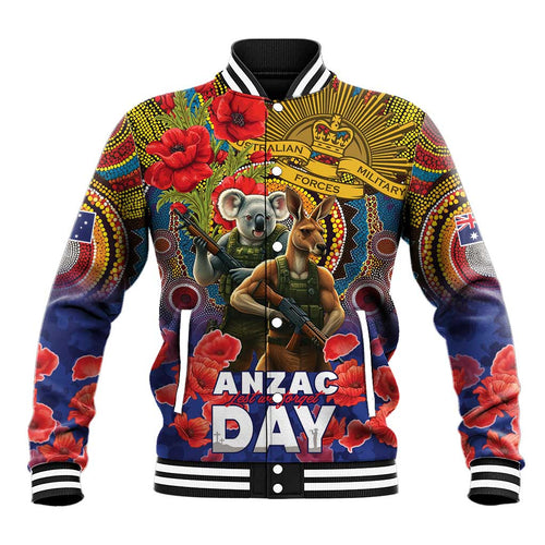 Kangaroo Koala Soldier ANZAC Personalised Baseball Jacket Camouflage Motif