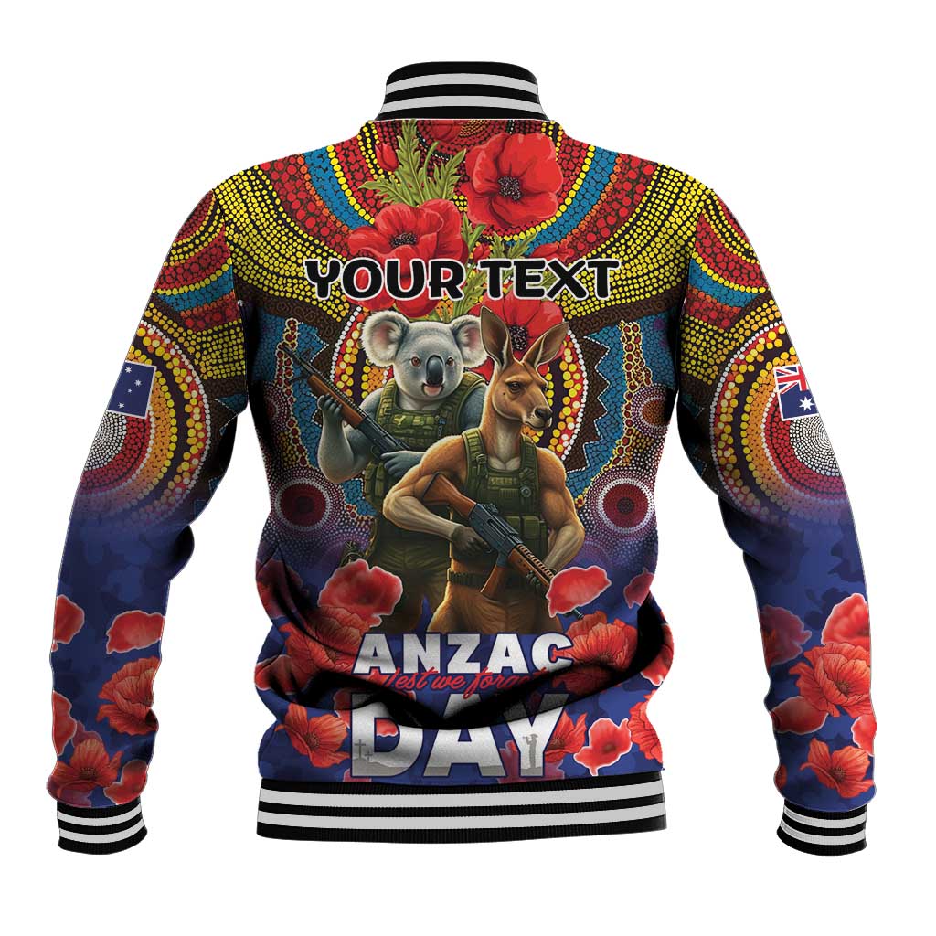 Kangaroo Koala Soldier ANZAC Personalised Baseball Jacket Camouflage Motif