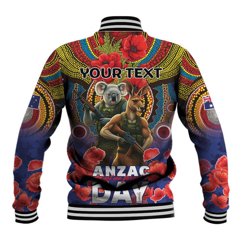 Kangaroo Koala Soldier ANZAC Personalised Baseball Jacket Camouflage Motif