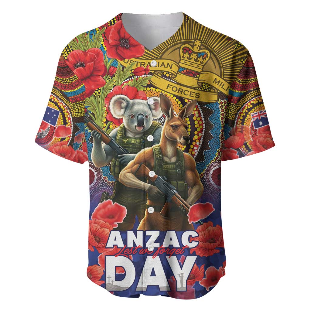 Kangaroo Koala Soldier ANZAC Personalised Baseball Jersey Camouflage Motif