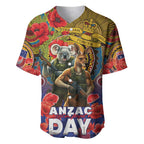Kangaroo Koala Soldier ANZAC Personalised Baseball Jersey Camouflage Motif