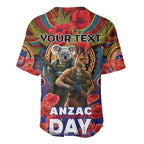 Kangaroo Koala Soldier ANZAC Personalised Baseball Jersey Camouflage Motif