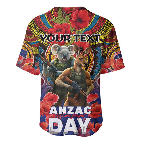 Kangaroo Koala Soldier ANZAC Personalised Baseball Jersey Camouflage Motif