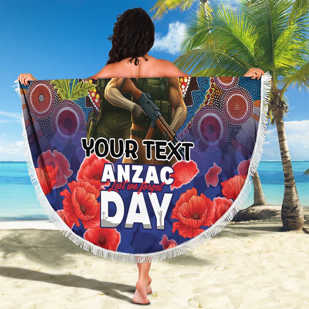Kangaroo Koala Soldier ANZAC Personalised Beach Blanket Camouflage Motif