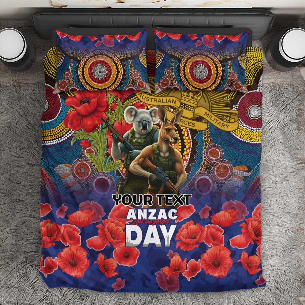 Kangaroo Koala Soldier ANZAC Personalised Bedding Set Camouflage Motif