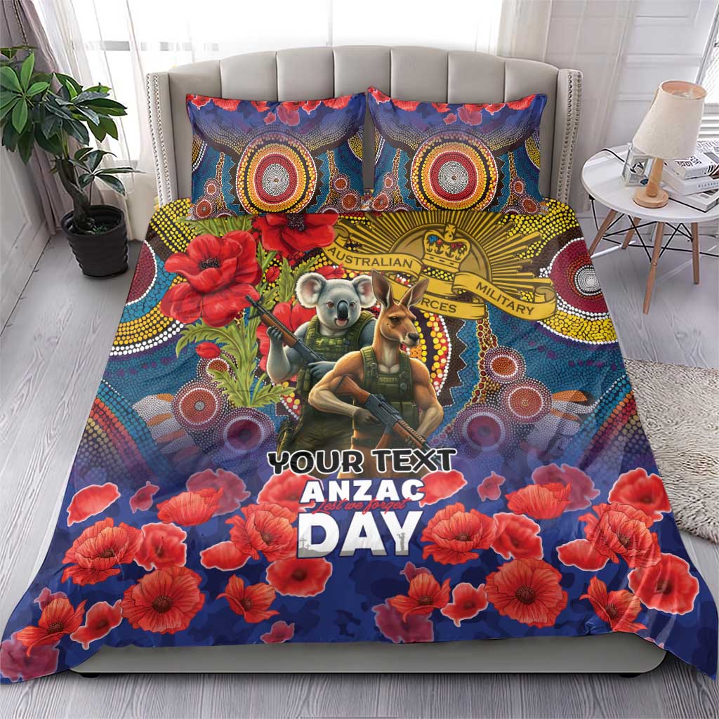 Kangaroo Koala Soldier ANZAC Personalised Bedding Set Camouflage Motif