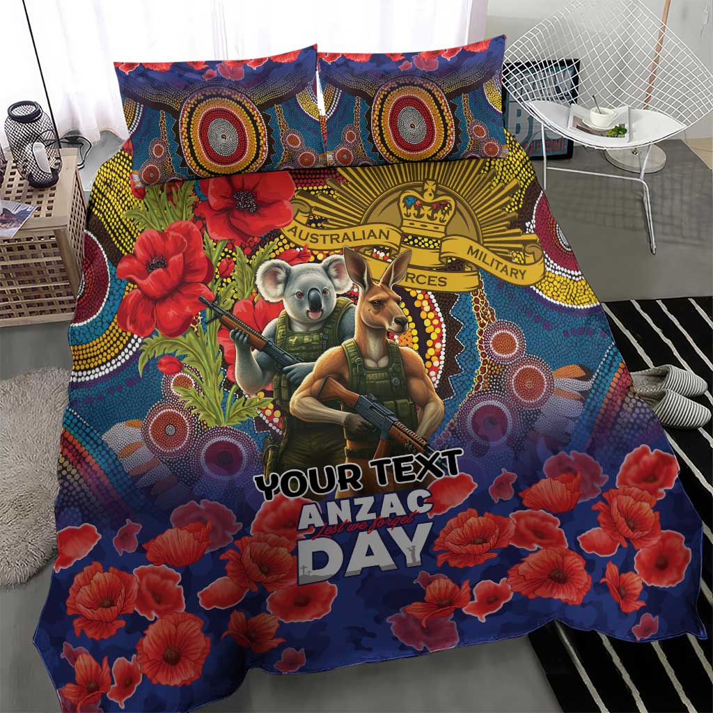 Kangaroo Koala Soldier ANZAC Personalised Bedding Set Camouflage Motif