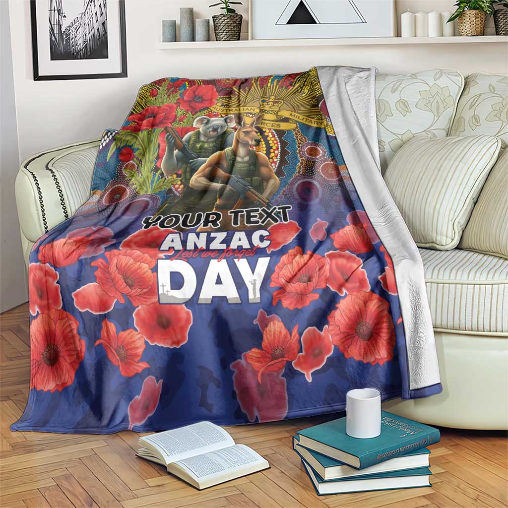 Kangaroo Koala Soldier ANZAC Personalised Blanket Camouflage Motif