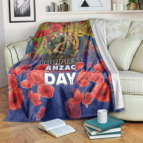Kangaroo Koala Soldier ANZAC Personalised Blanket Camouflage Motif