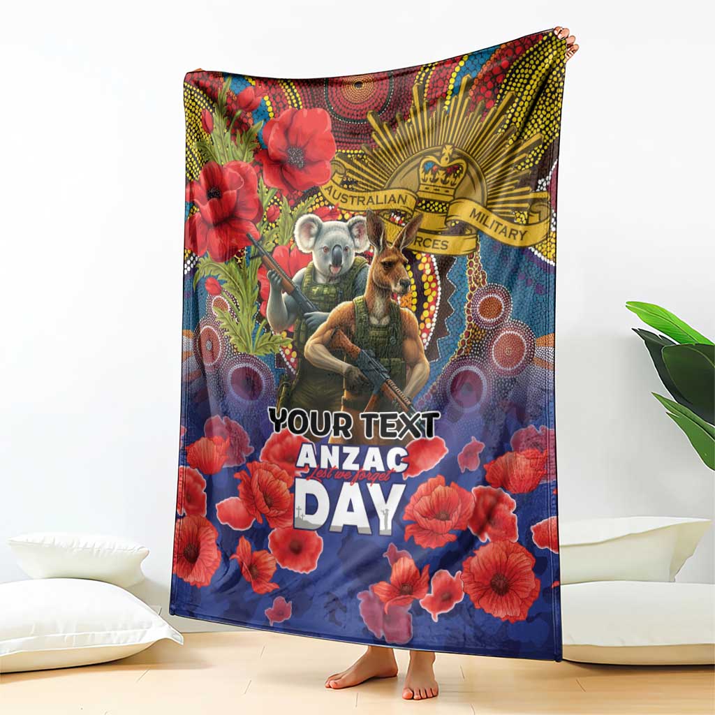 Kangaroo Koala Soldier ANZAC Personalised Blanket Camouflage Motif