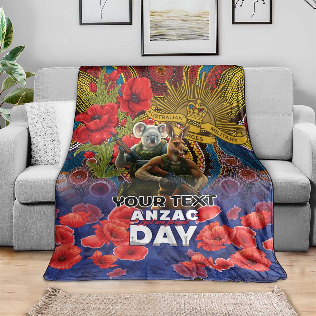 Kangaroo Koala Soldier ANZAC Personalised Blanket Camouflage Motif