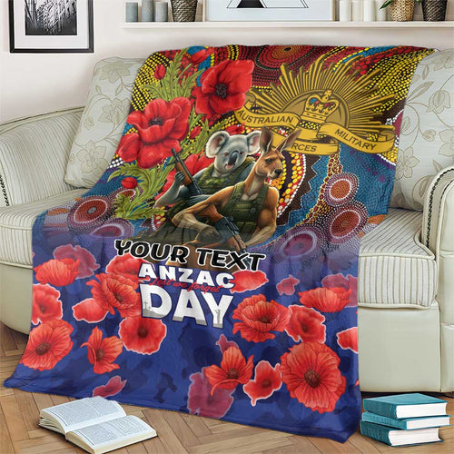 Kangaroo Koala Soldier ANZAC Personalised Blanket Camouflage Motif