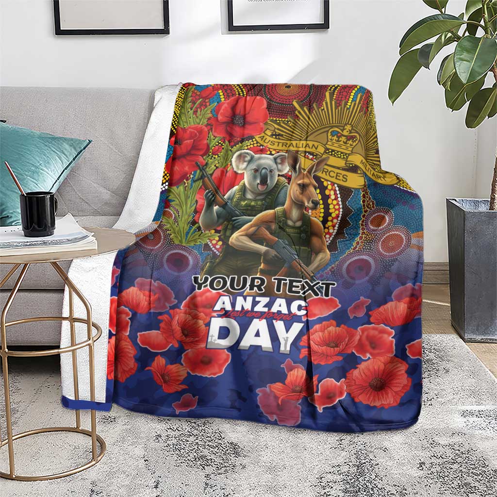 Kangaroo Koala Soldier ANZAC Personalised Blanket Camouflage Motif