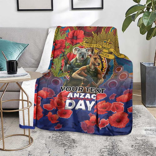 Kangaroo Koala Soldier ANZAC Personalised Blanket Camouflage Motif