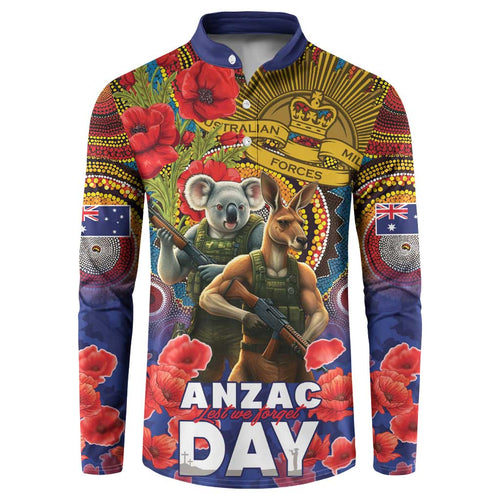 Kangaroo Koala Soldier ANZAC Personalised Button Sweatshirt Camouflage Motif