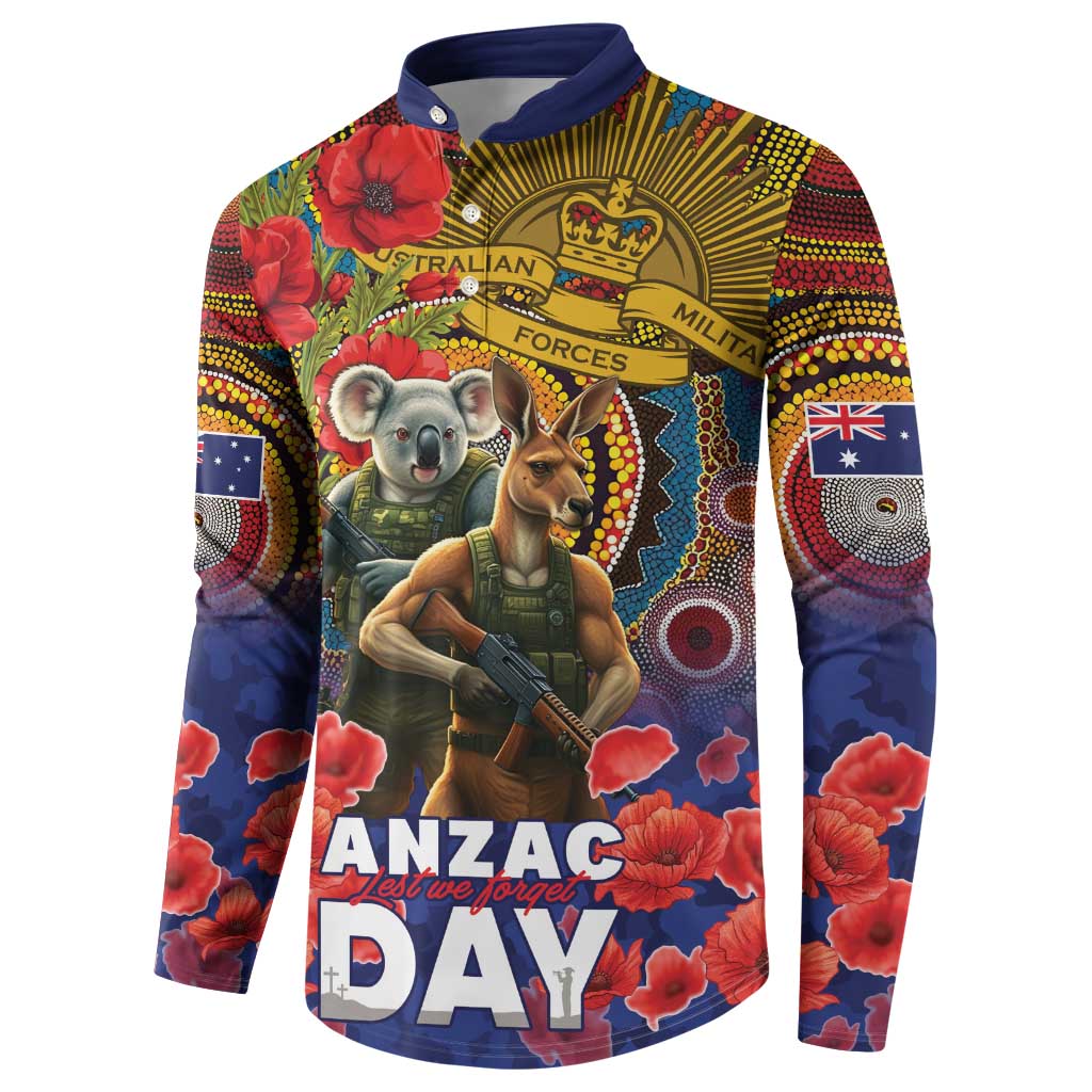Kangaroo Koala Soldier ANZAC Personalised Button Sweatshirt Camouflage Motif