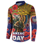 Kangaroo Koala Soldier ANZAC Personalised Button Sweatshirt Camouflage Motif