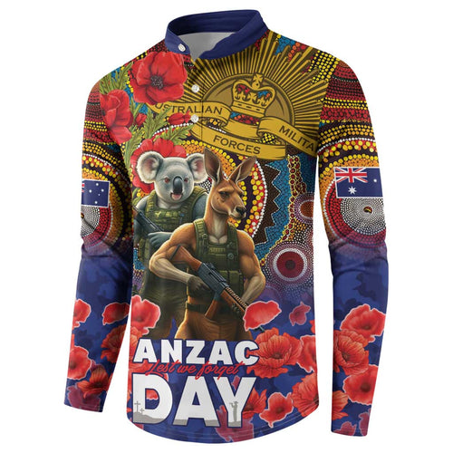 Kangaroo Koala Soldier ANZAC Personalised Button Sweatshirt Camouflage Motif